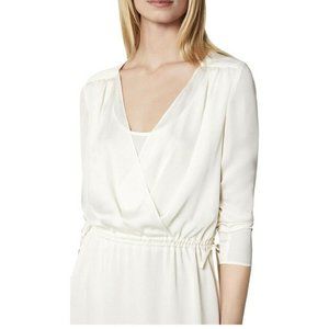 Ivory Satin Drawstring Waist Dress